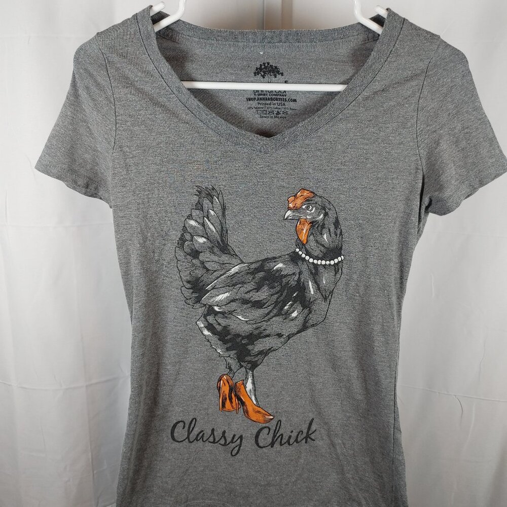 Annarbor Size S Gray Graphc Chicken T Shirt For Women